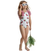 MEIA PATA - Saint Anne Raspberries Print Swimsuit - Crimson