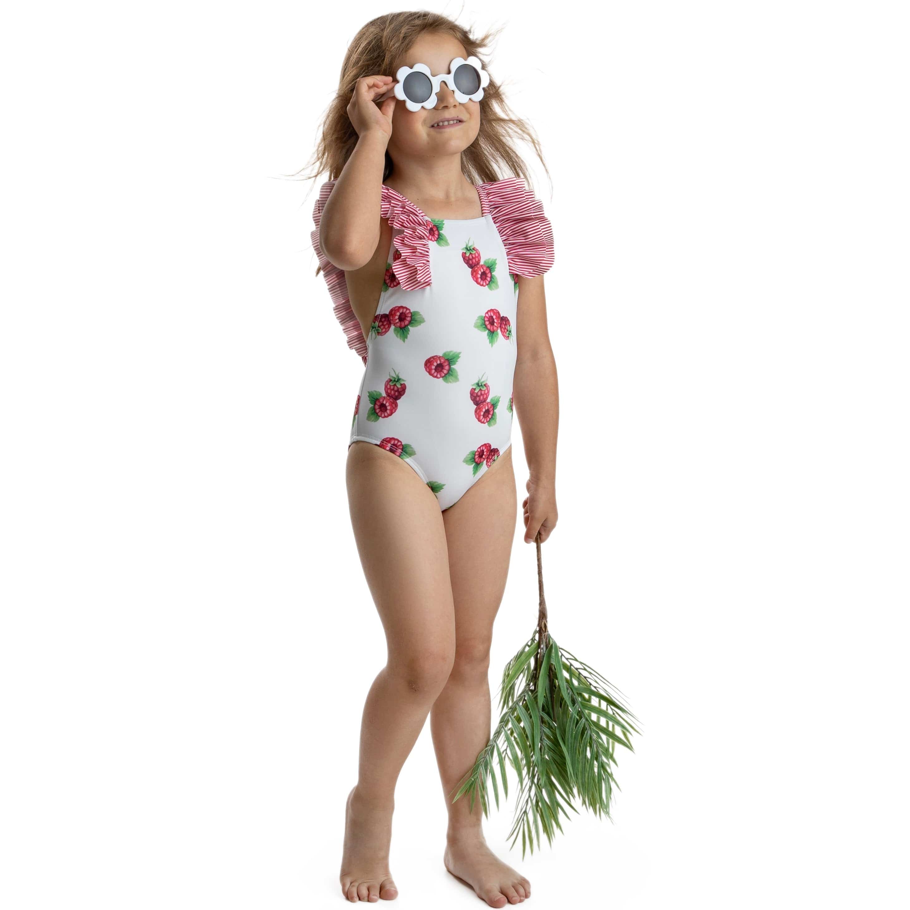 MEIA PATA - Saint Anne Raspberries Print Swimsuit - Crimson