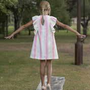 JOSE VARON - Neon Stripe A Line Dress