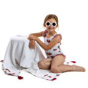 MEIA PATA - La Digue  Raspberries Print Swimsuit - Crimson