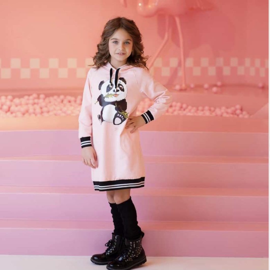 Daga - Panda Jumper Dress - Pink