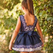 LA AMAPOLA  - Dropwaist Luxury Dress - Navy