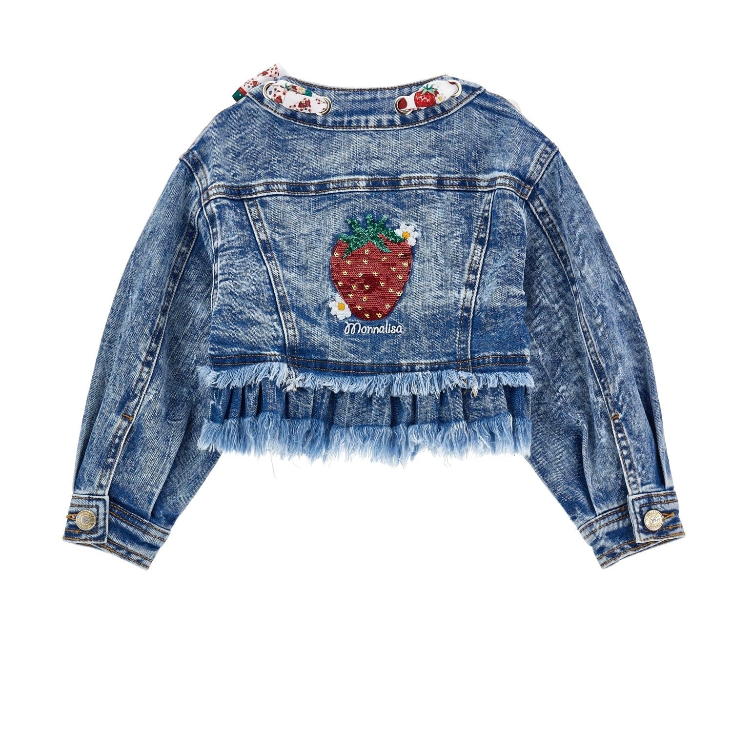 MONNALISA - Strawberry Denim Jacket - Blue