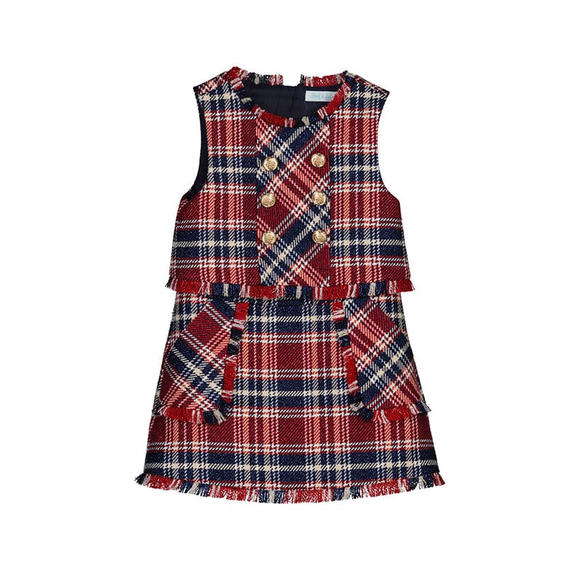 ABEL & LULA - Plaid Pinafore & Top - Navy