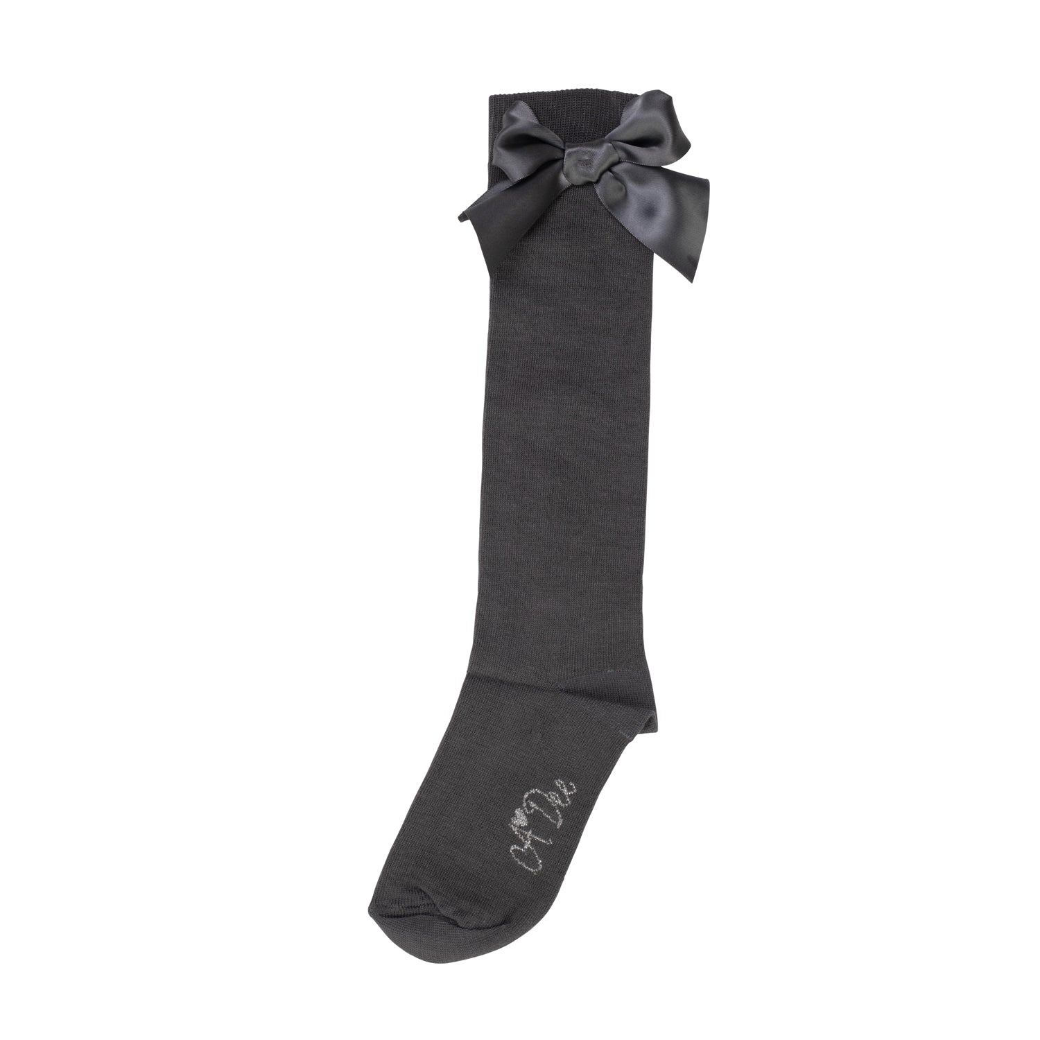 A DEE - Back To School Binky Bow Knee High Socks  - Dark Grey