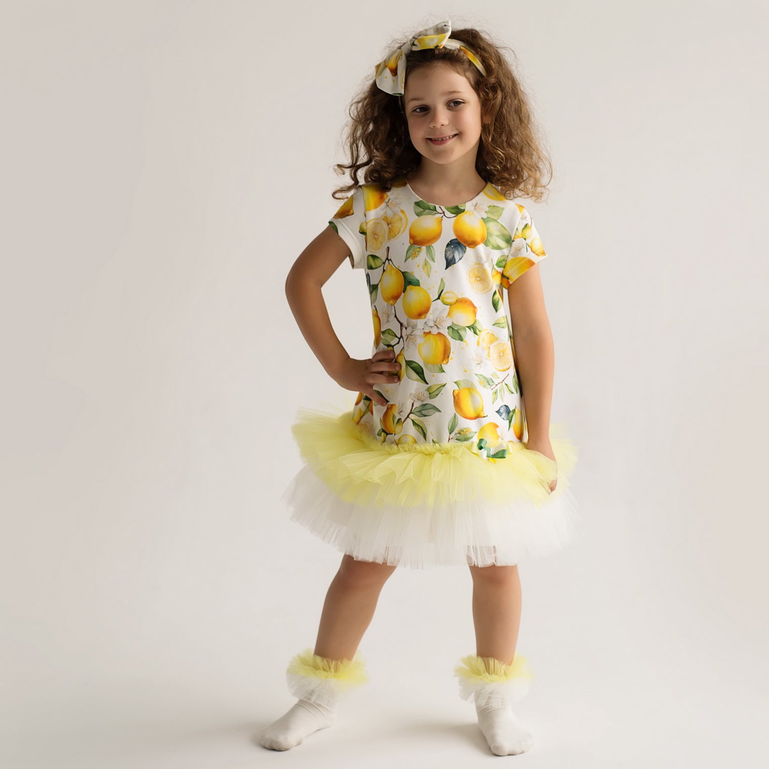 Daga - Sunny Lemons Print Tutu Dress - Yellow