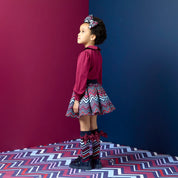 A DEE - Chevron Charm Chloe Chevron Print Skirt Set - Deep Cherry
