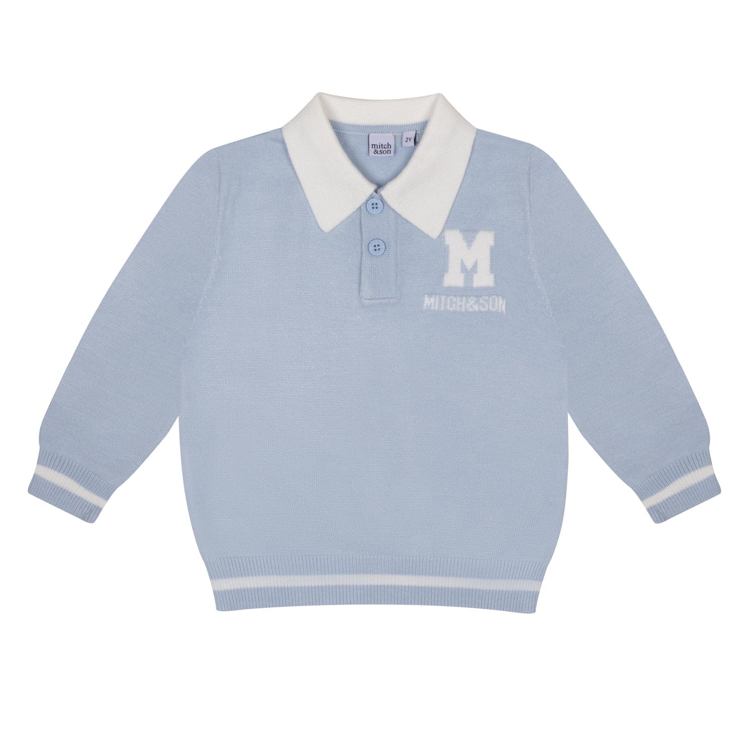 MITCH & SON - Andre & Arden Knitted Polo Top & Trouser Set - Pale Blue