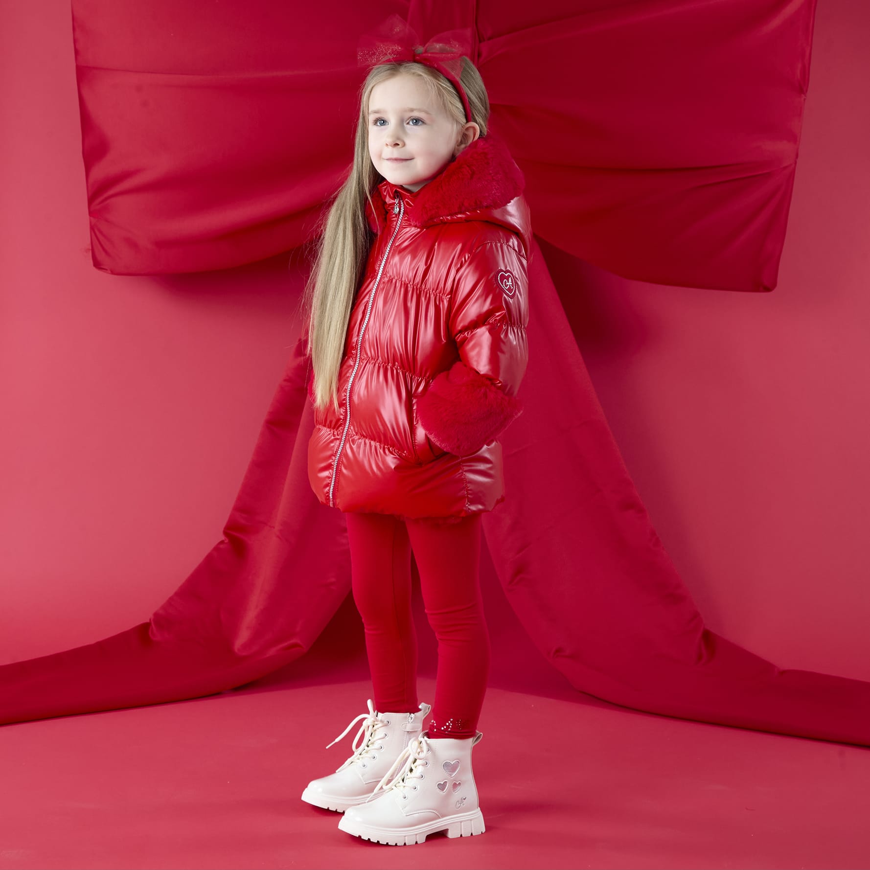 A DEE - Christmas Capsule Avery Short Fur Trim Jacket - Red