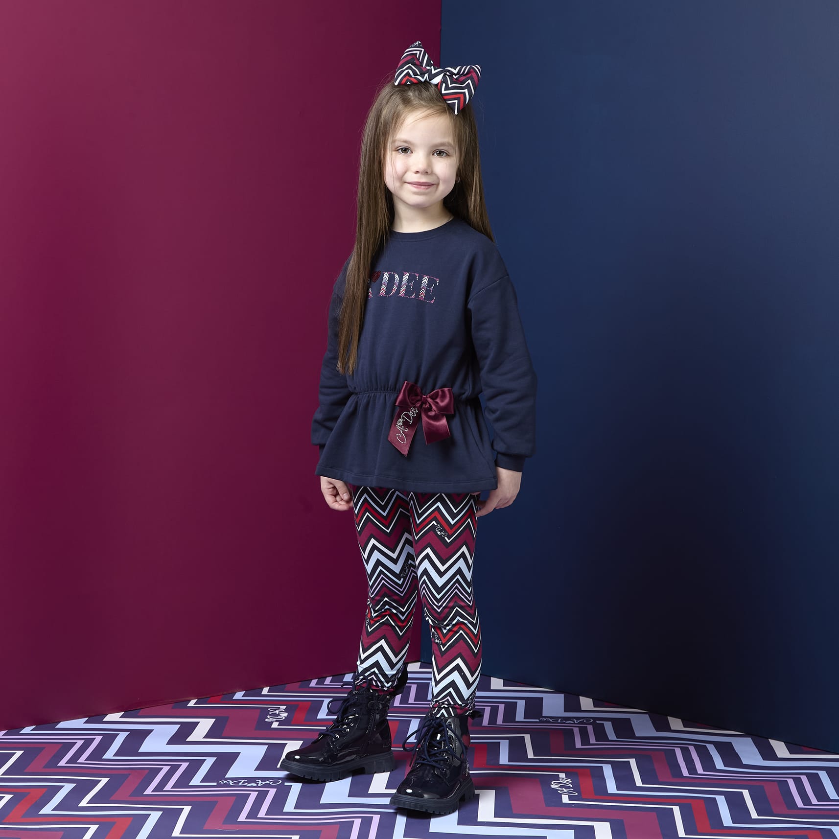 A DEE - Chevron Charm Celine Sweatshirt Legging Set - Navy