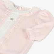 PAZ RODRIGUEZ - Peter Pan Collar Velour Baby Layette Four Piece Set - Pink