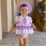 BABINE - Ballon  Baby Dress & Bonnet  - Lilac