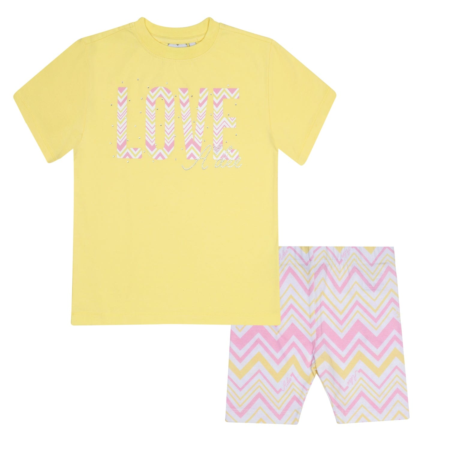 A DEE - Loraine Chic Chevron Cycling Short Set - Lemon