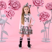 A DEE - Winter Bloom Adriana Houndstooth Drop Waist Dress - Pale Pink