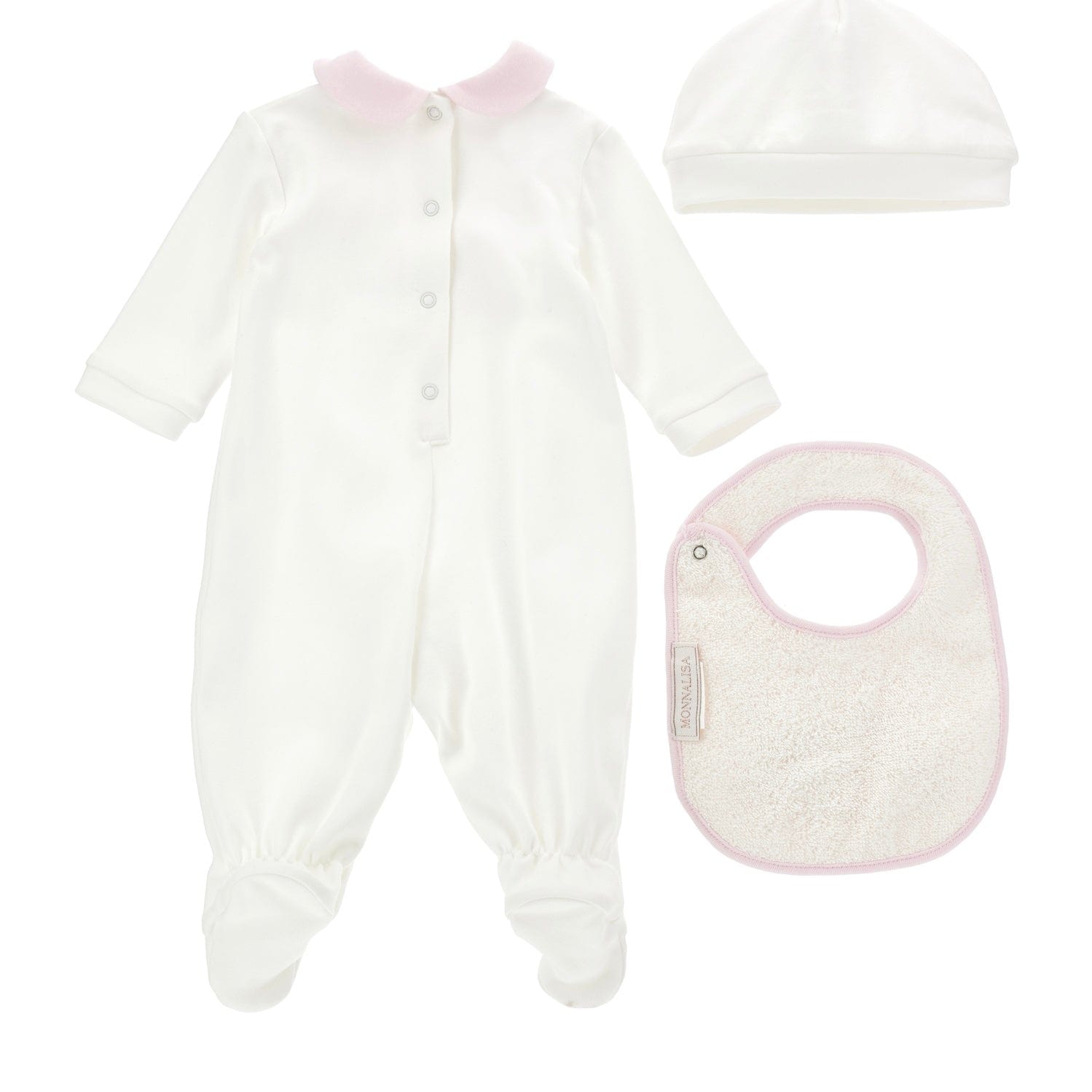 MONNALISA - Teddy Print  Babygrow Three Piece Set - Pink