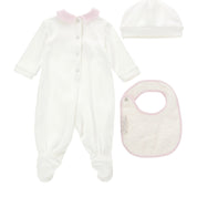 MONNALISA - Teddy Print  Babygrow Three Piece Set - Pink