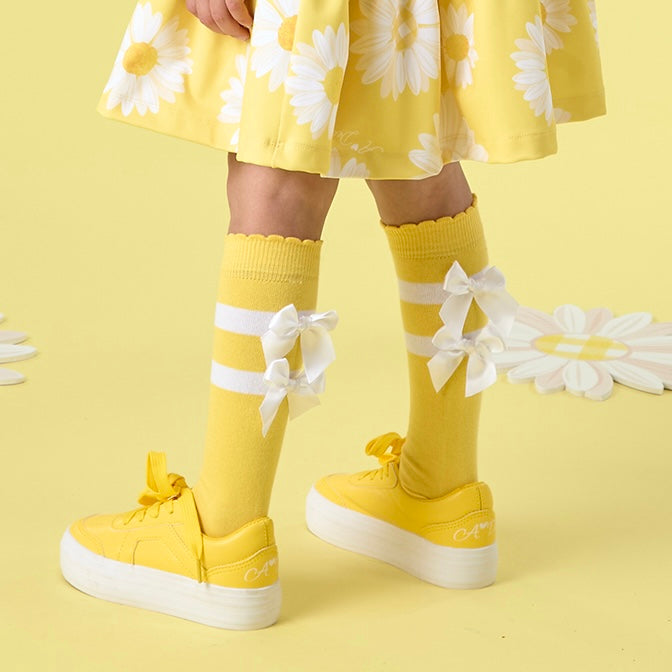 A DEE - Dawn Daisy Dreamer Bow Knee High Socks - Daisy Yellow