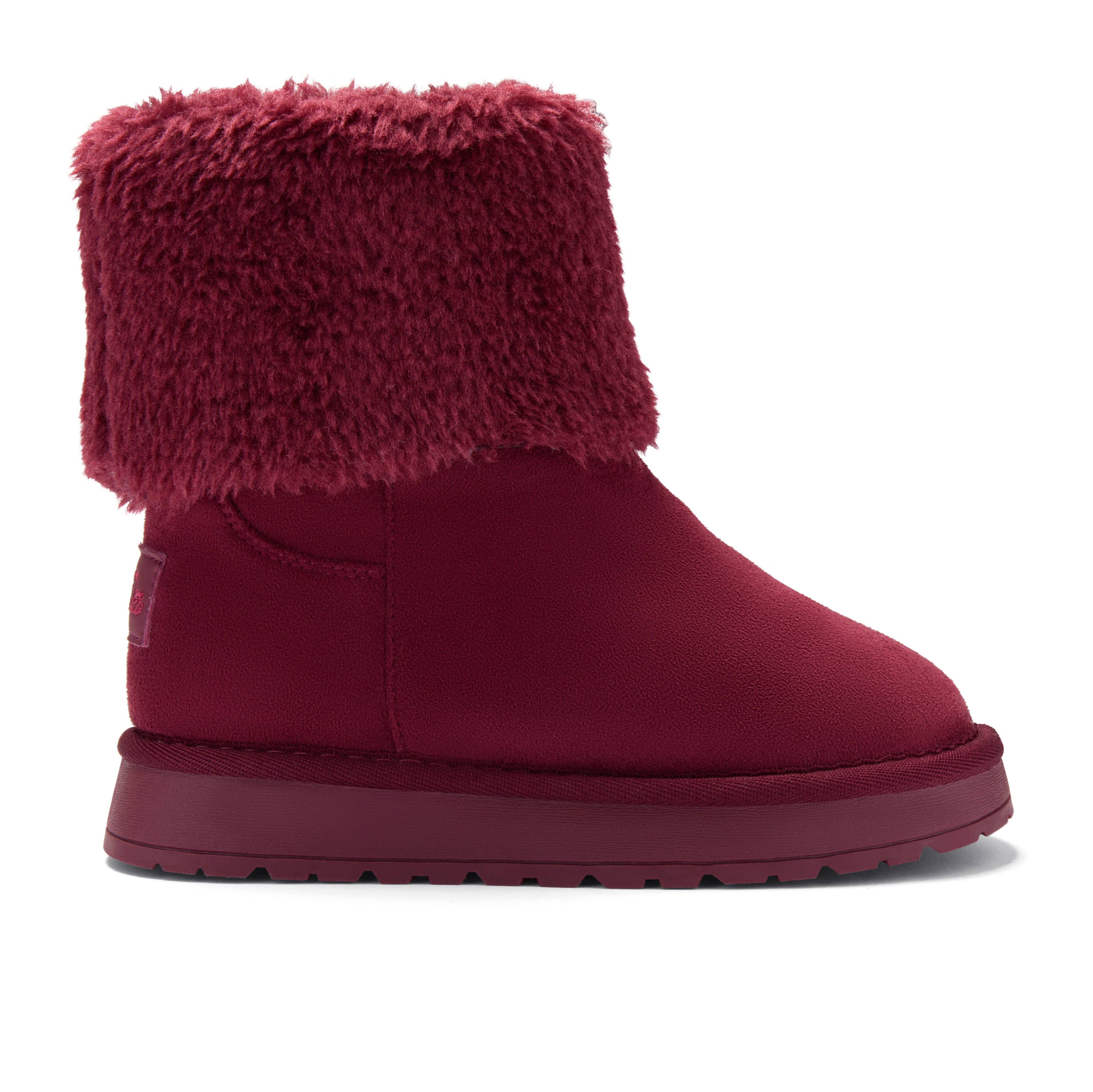 A DEE - Fluffie Fur Trimmed Boot - Deep Cherry