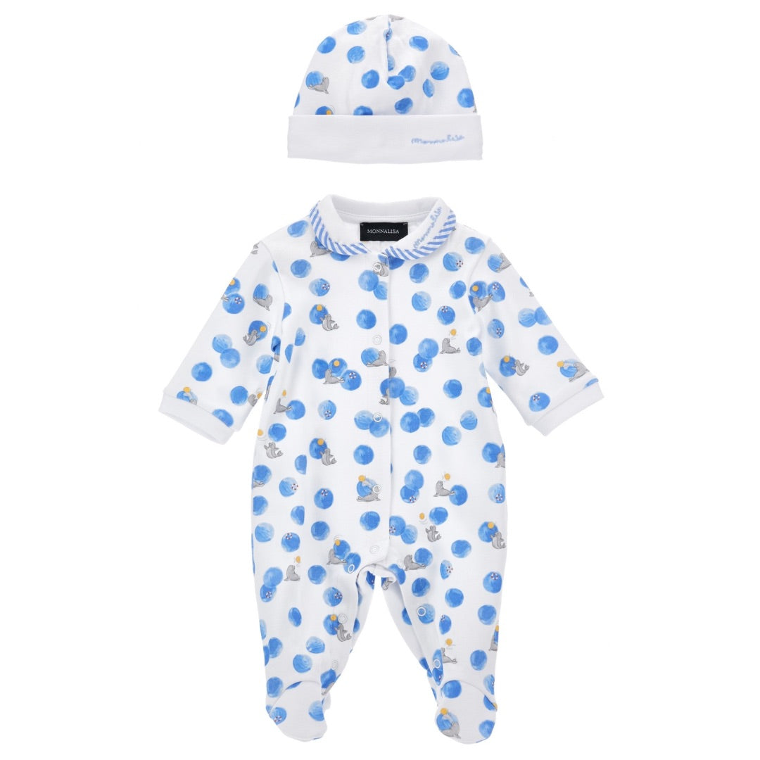 MONNALISA - Seal Babygrow & Hat  - White