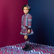 A DEE - Chevron Charm Cora Chevron Print Dress - Navy
