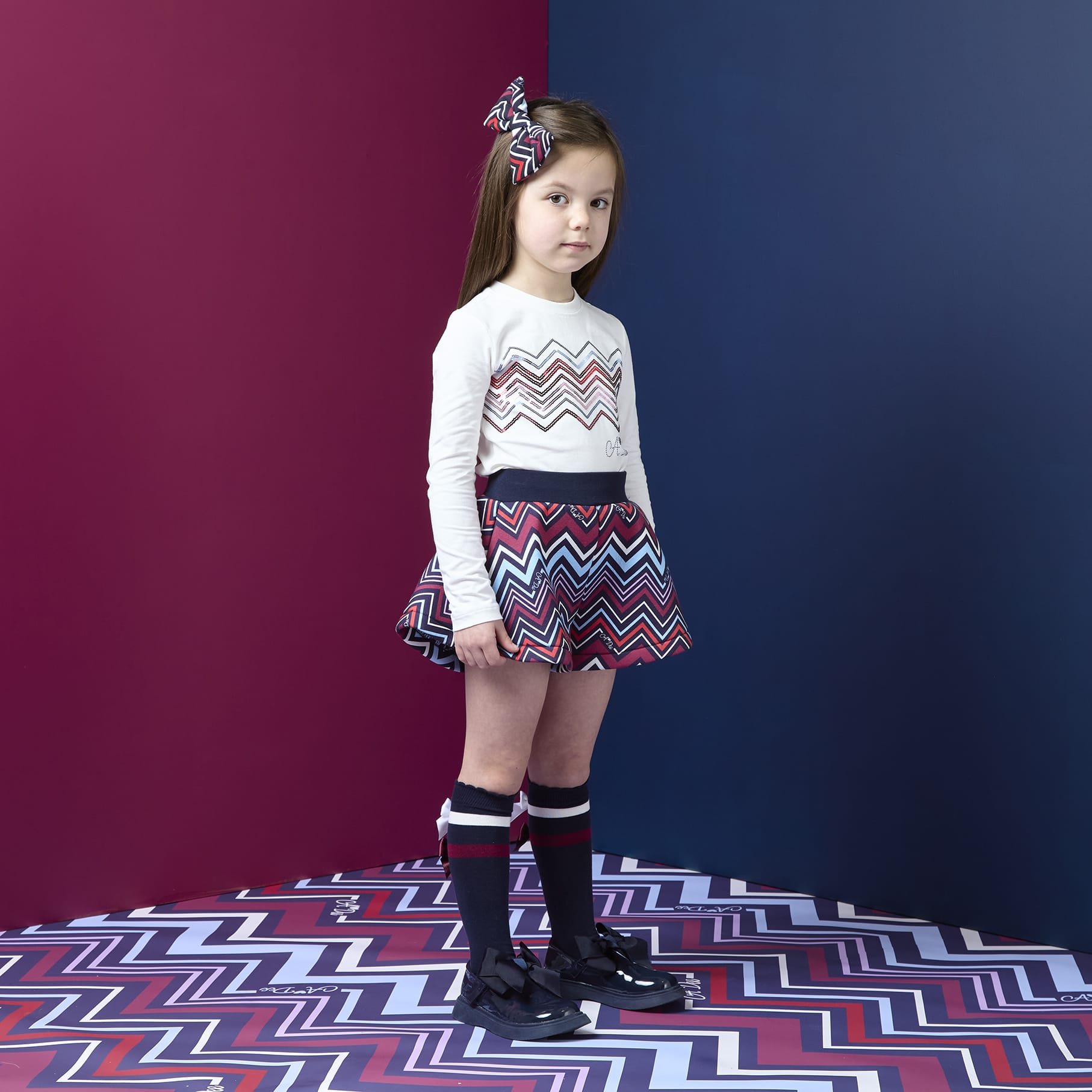 A DEE - Chevron Charm Clara Chevron Print Short Set - Snow White