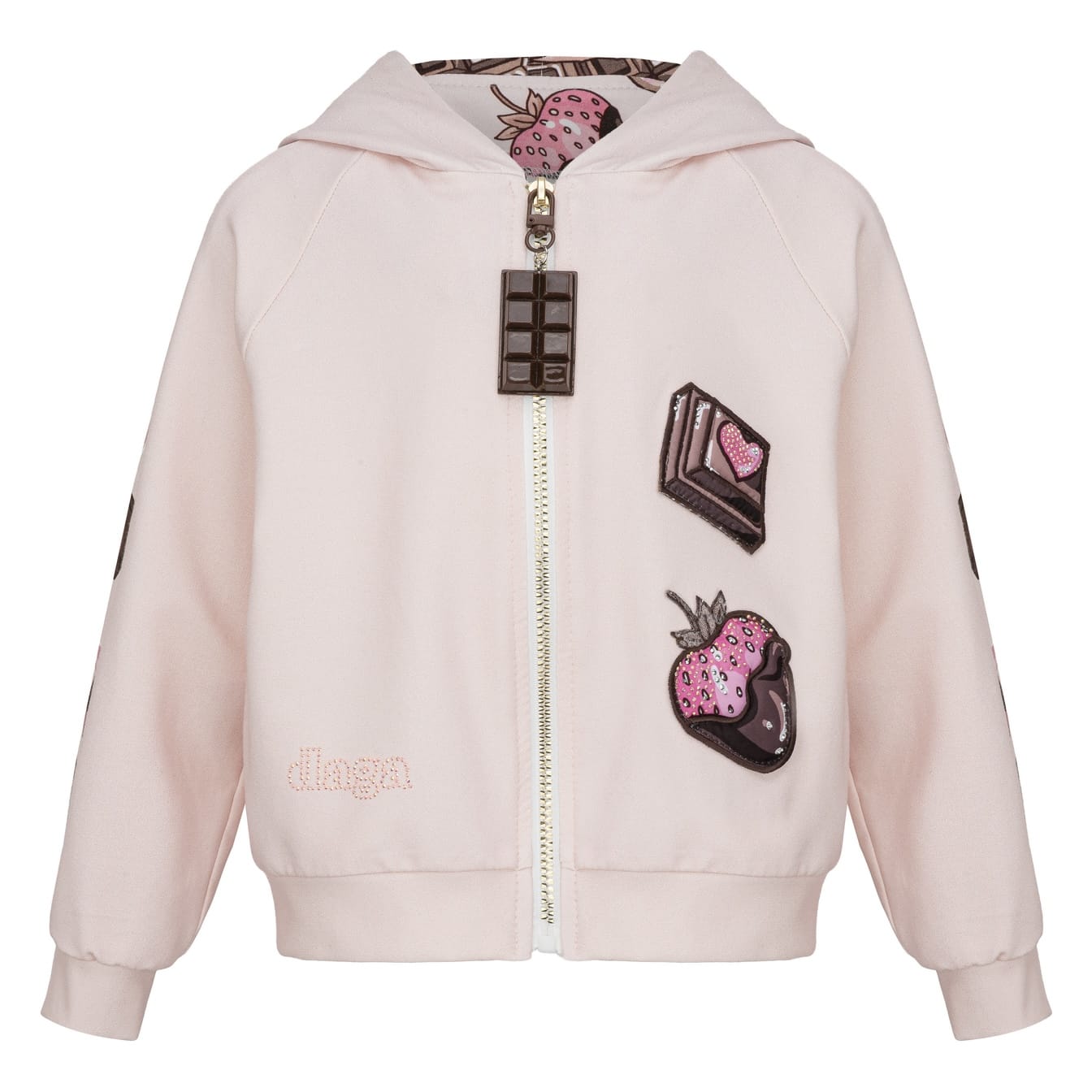 Daga - Chocolate Teddy Jersey Jacket - Pink