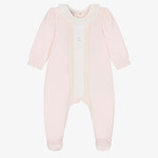 PAZ RODRIGUEZ - Peter Pan Collar Velour Baby Layette Four Piece Set - Pink