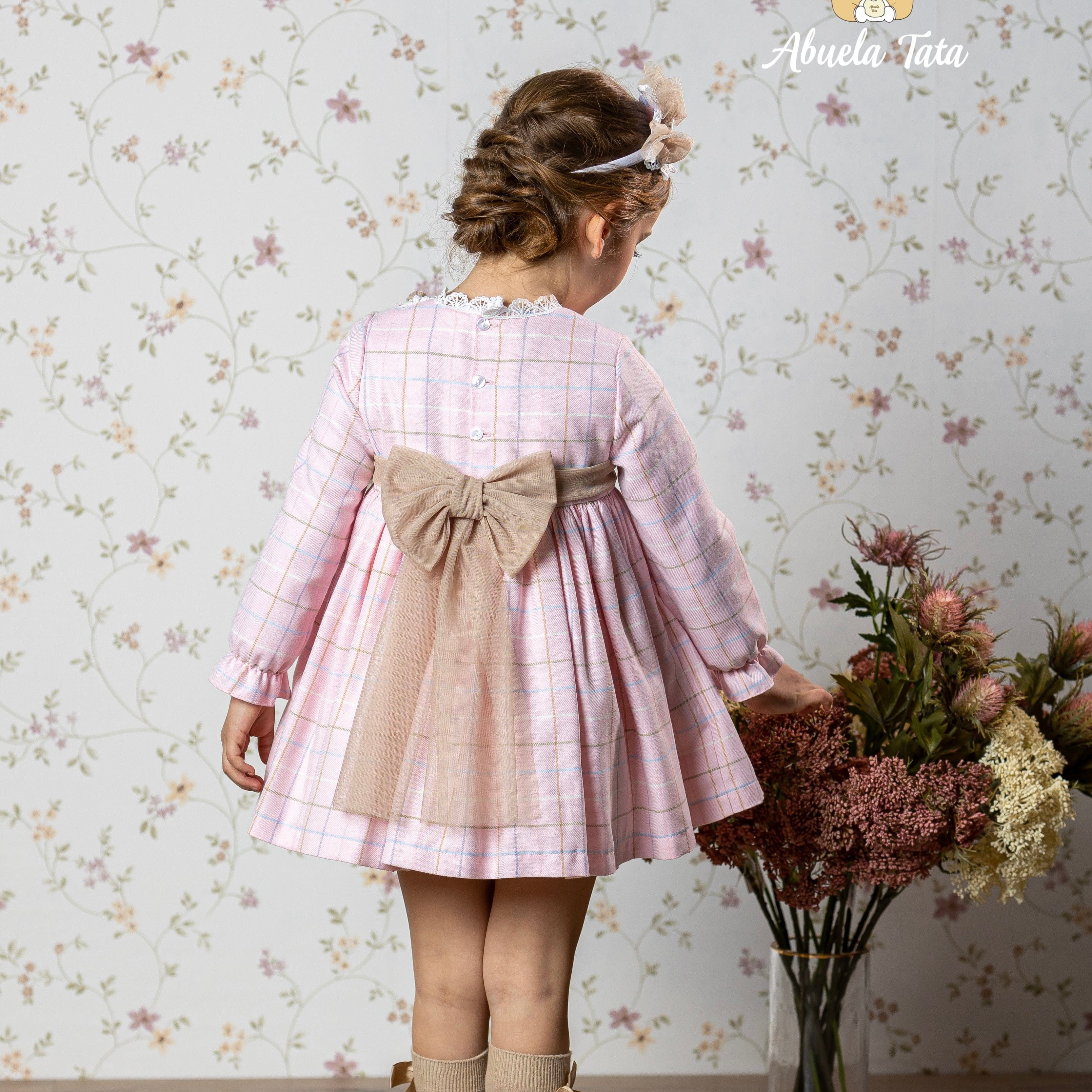 ABUELA TATA - Check Puffball Dress - Pink