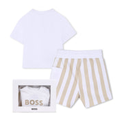 BOSS - Logo Stripe Short Set -  Stone