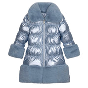 A DEE - A Dee On Ice Sarah Metalic Faux Fur Trim Jacket - Iced Blue