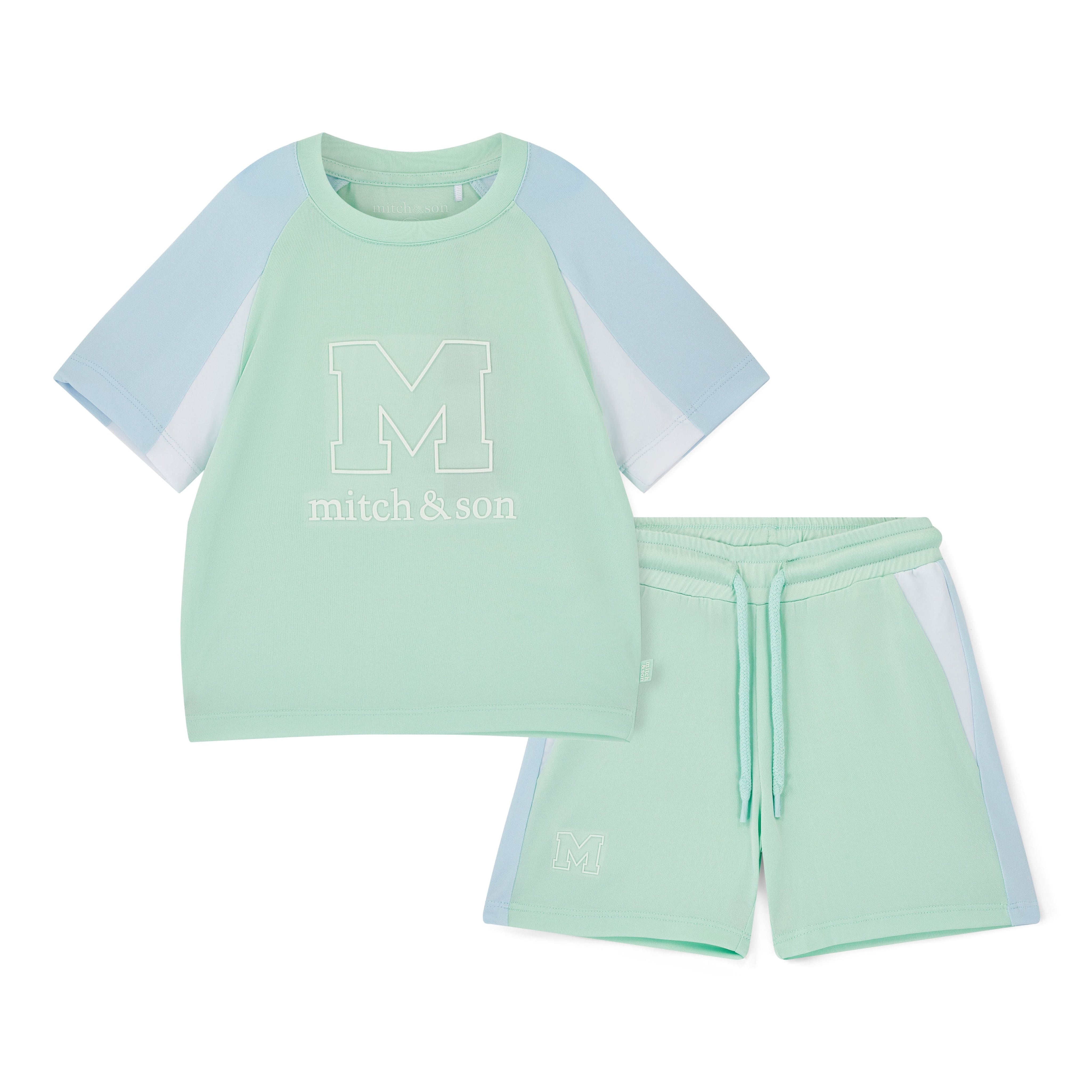 MITCH & SON - Ollie Blue Breeze Poly Logo Short Set - Miami Mint