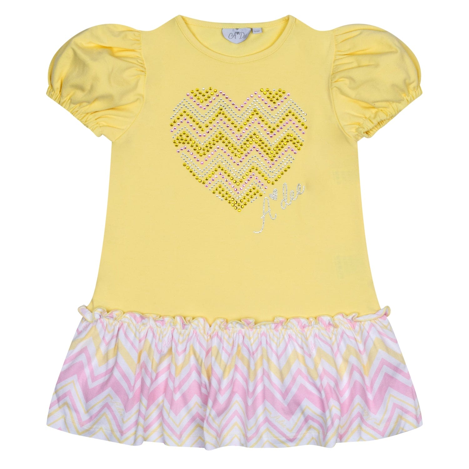 A DEE - Laura Chic Chevron Heart Dress - Lemon