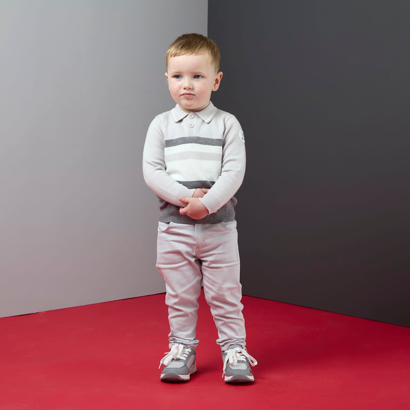 MITCH & SON - Dynamic Grey Tighe & Trace - Knitted Polo & Twill Trousers - Grey Chip