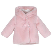 LITTLE A - Bear Hugs Gabriella Faux Fur Hooded Jacket - Baby Pink