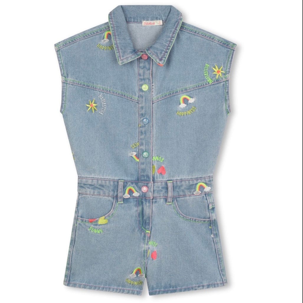 BILLIEBLUSH - Embroidered Denim Playsuit - Blue