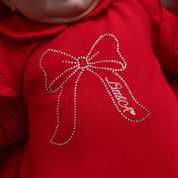 LITTLE A - Little Locket Eleisha Sweat Romper - Red