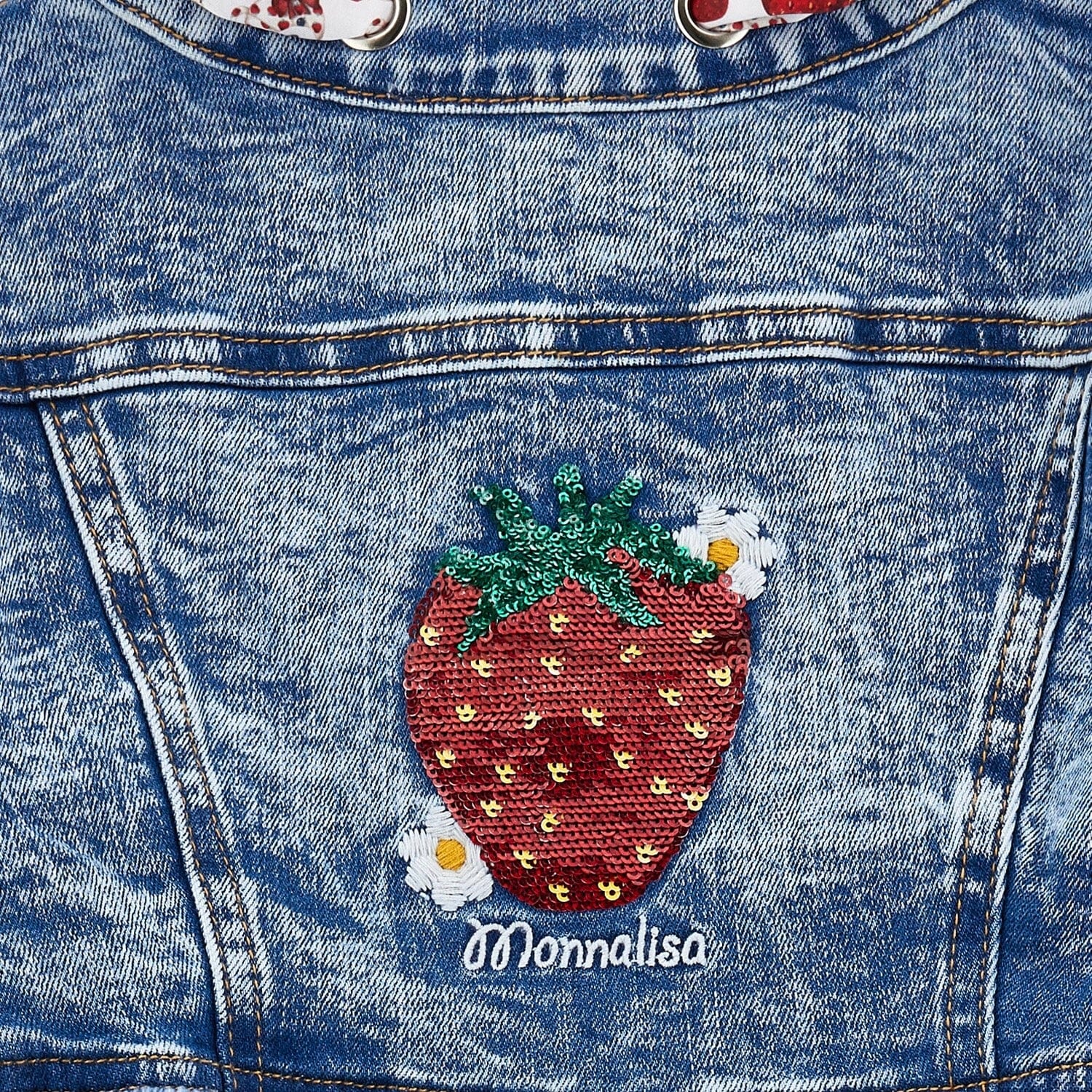 MONNALISA - Strawberry Denim Jacket - Blue