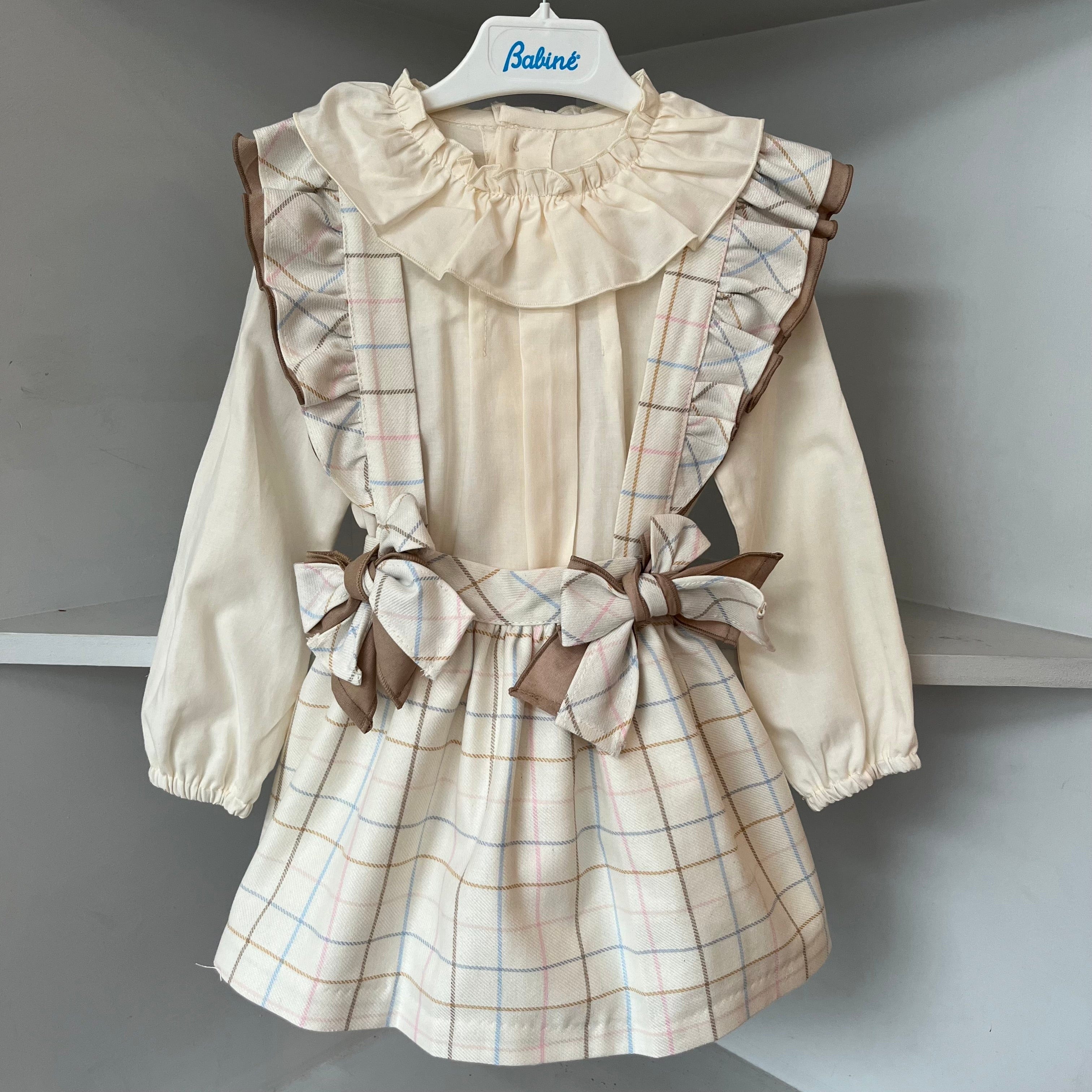 BABINE - Check Pinafore Set - Cream