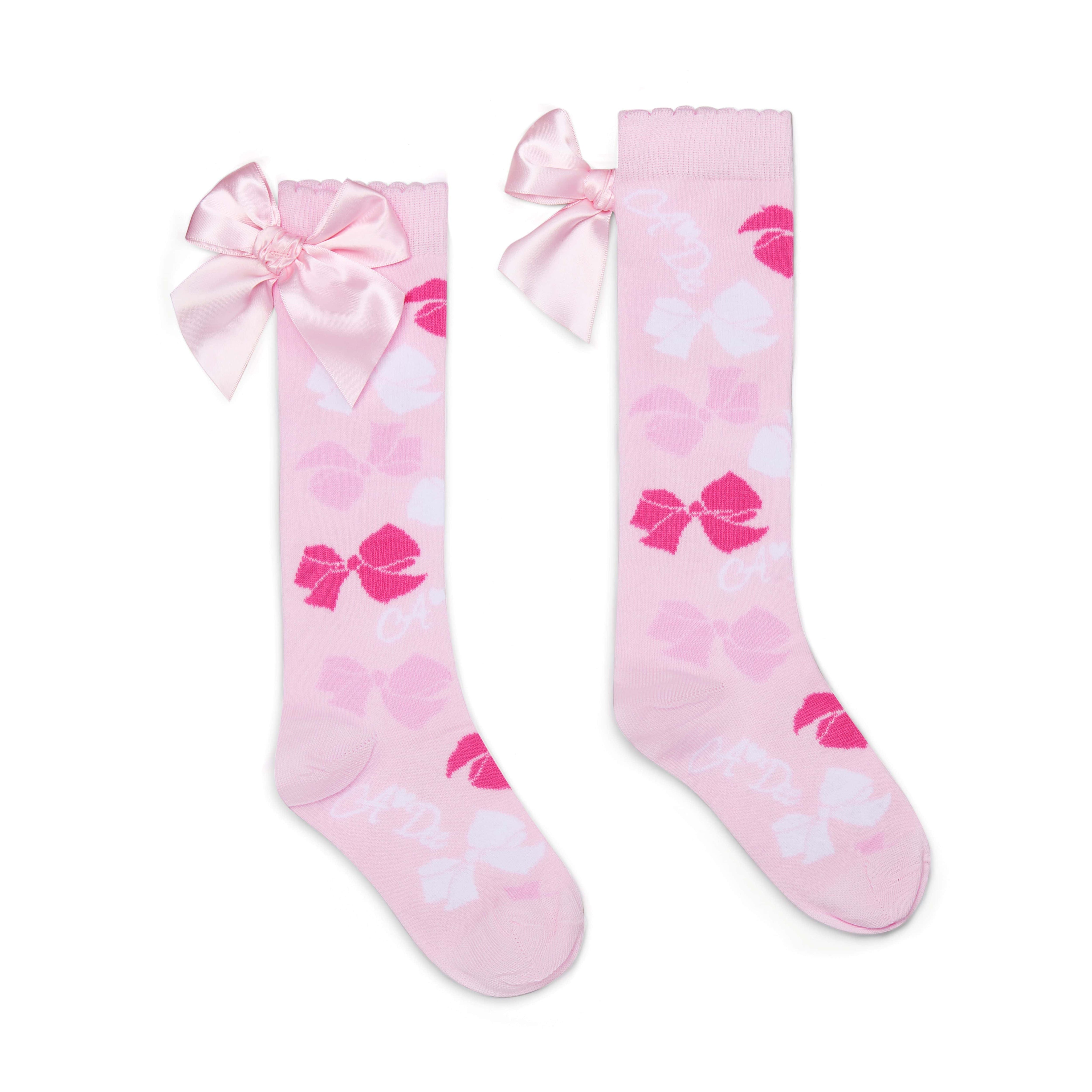 A Dee - Ramona Bow-tique Chic Bow Print Knee High Socks - Pink
