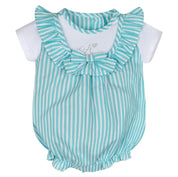 LITTLE A - Kendal Little Fish Seersucker Romper - Aruba Blue