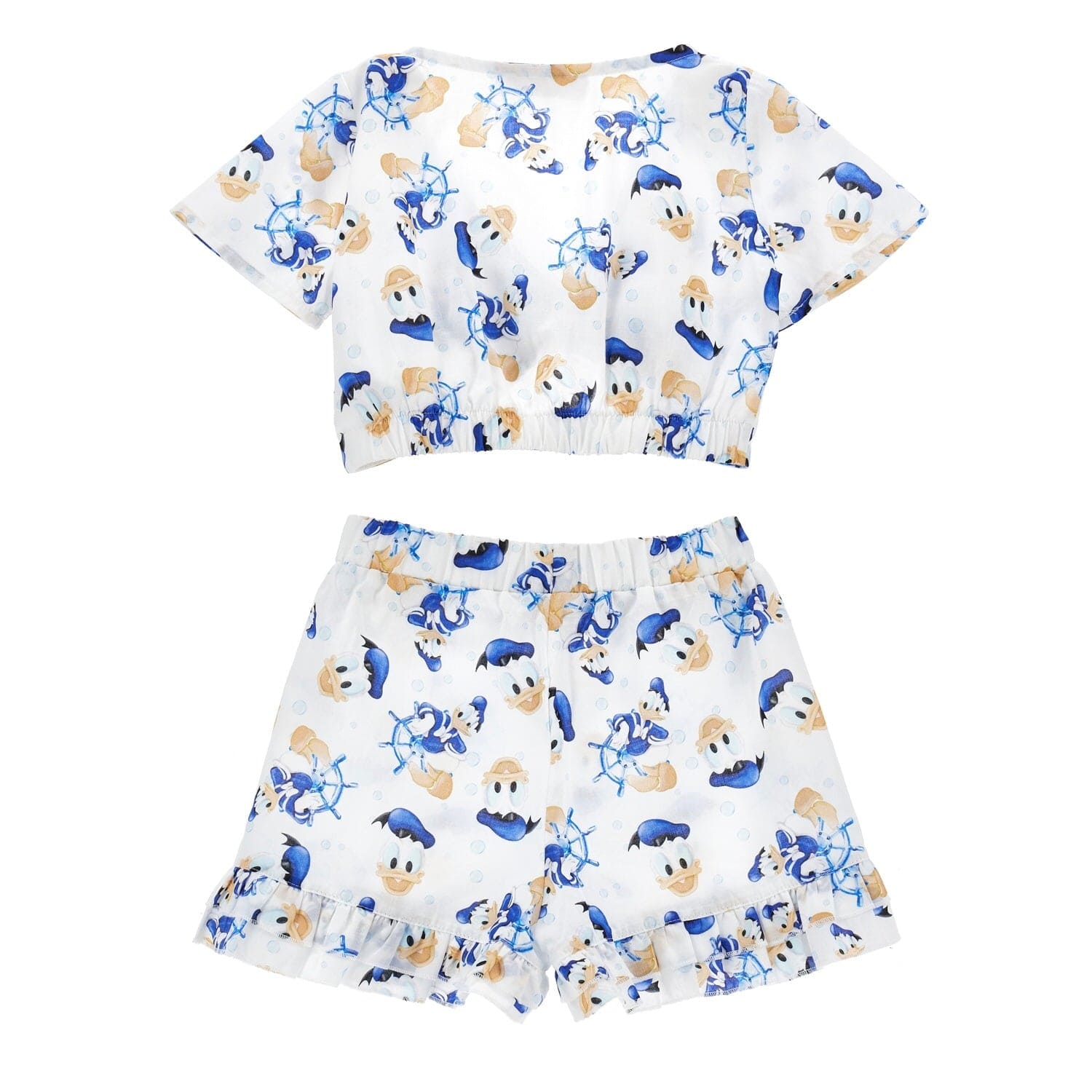 MONNALISA - Donald Duck Cropped Short Set - Whiteo