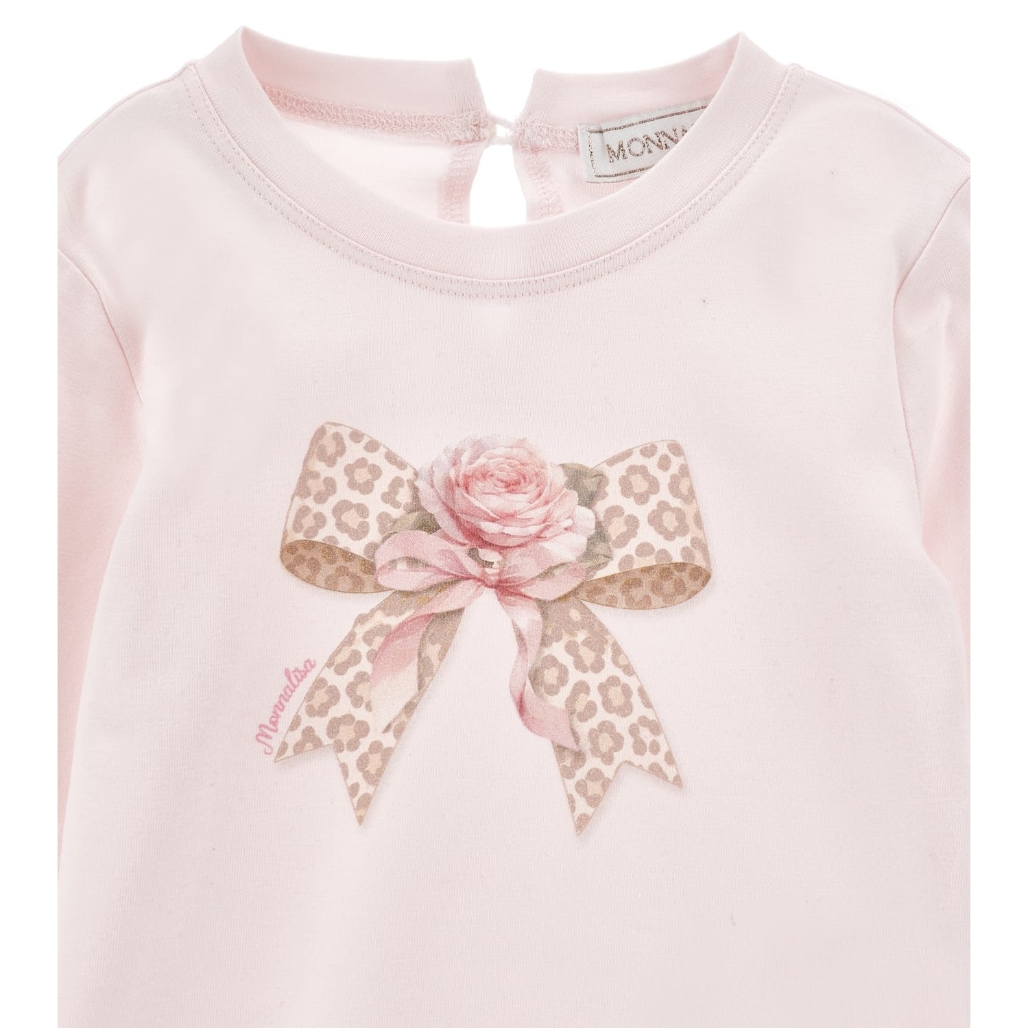 MONNALISA - Rose Leopard Bow Dress - Cream
