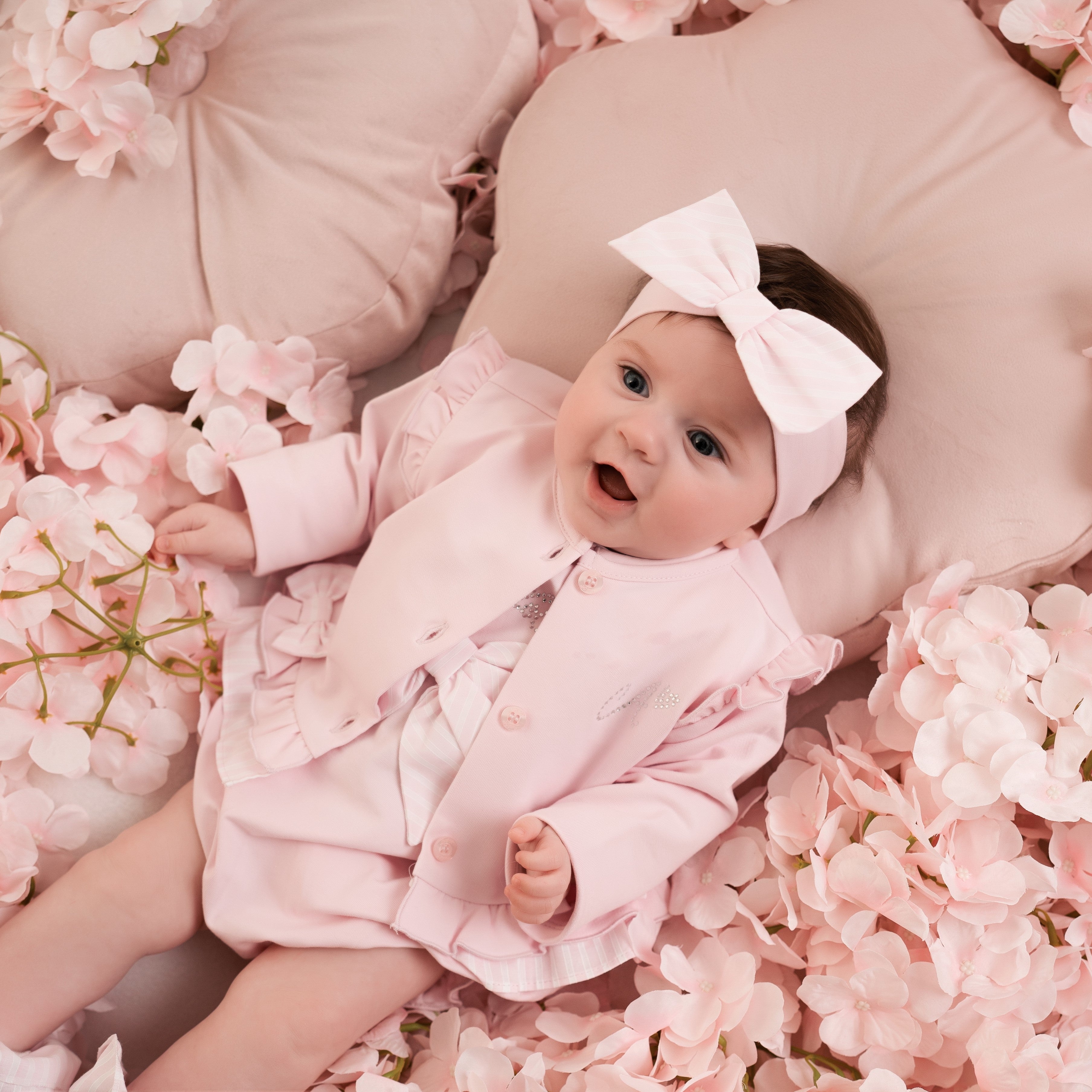 LITTLE A - Ashleigh Cardi With Bow Detail - Pink Blossom