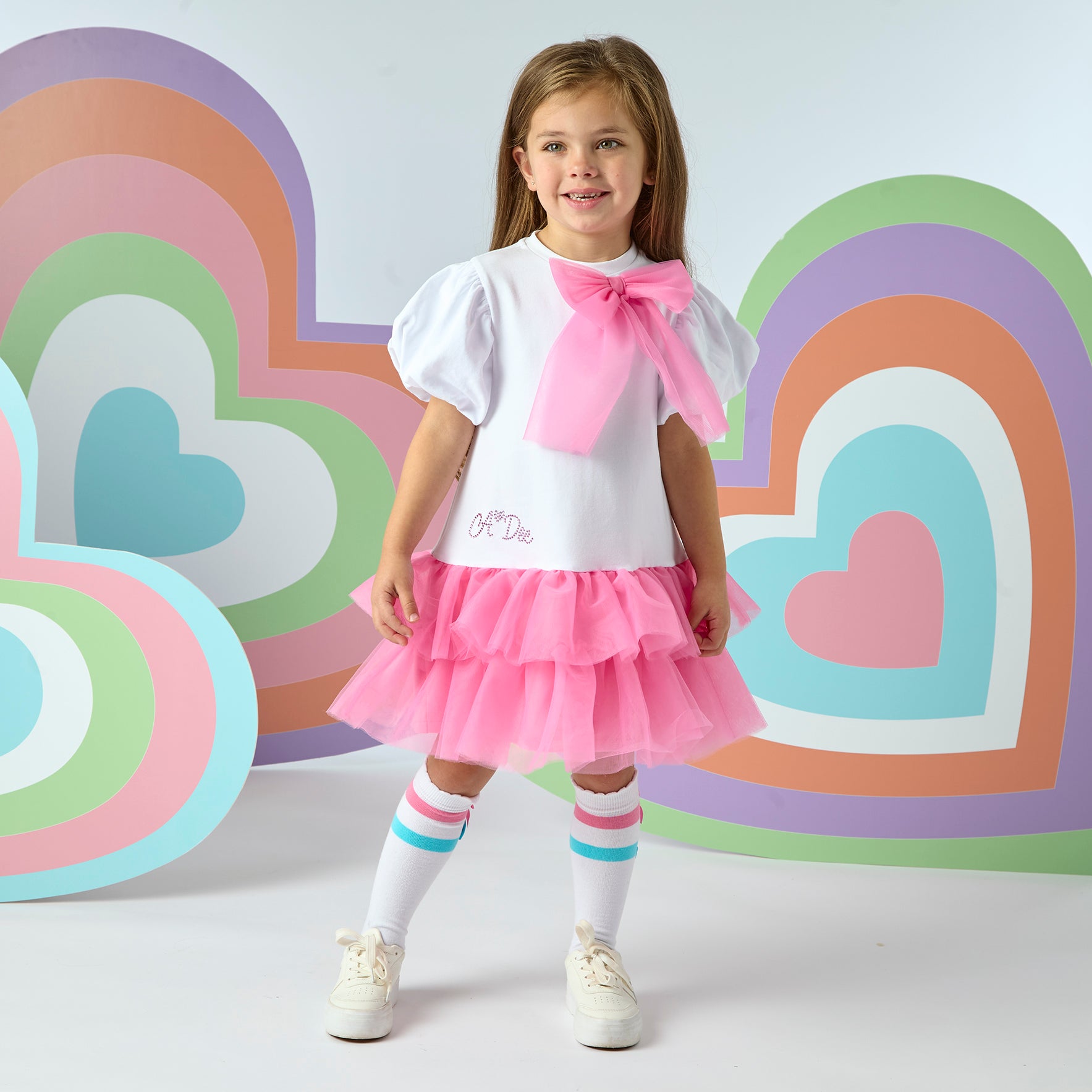 A DEE - Party Dress Pop Hearts Dress  - Pink Gloss