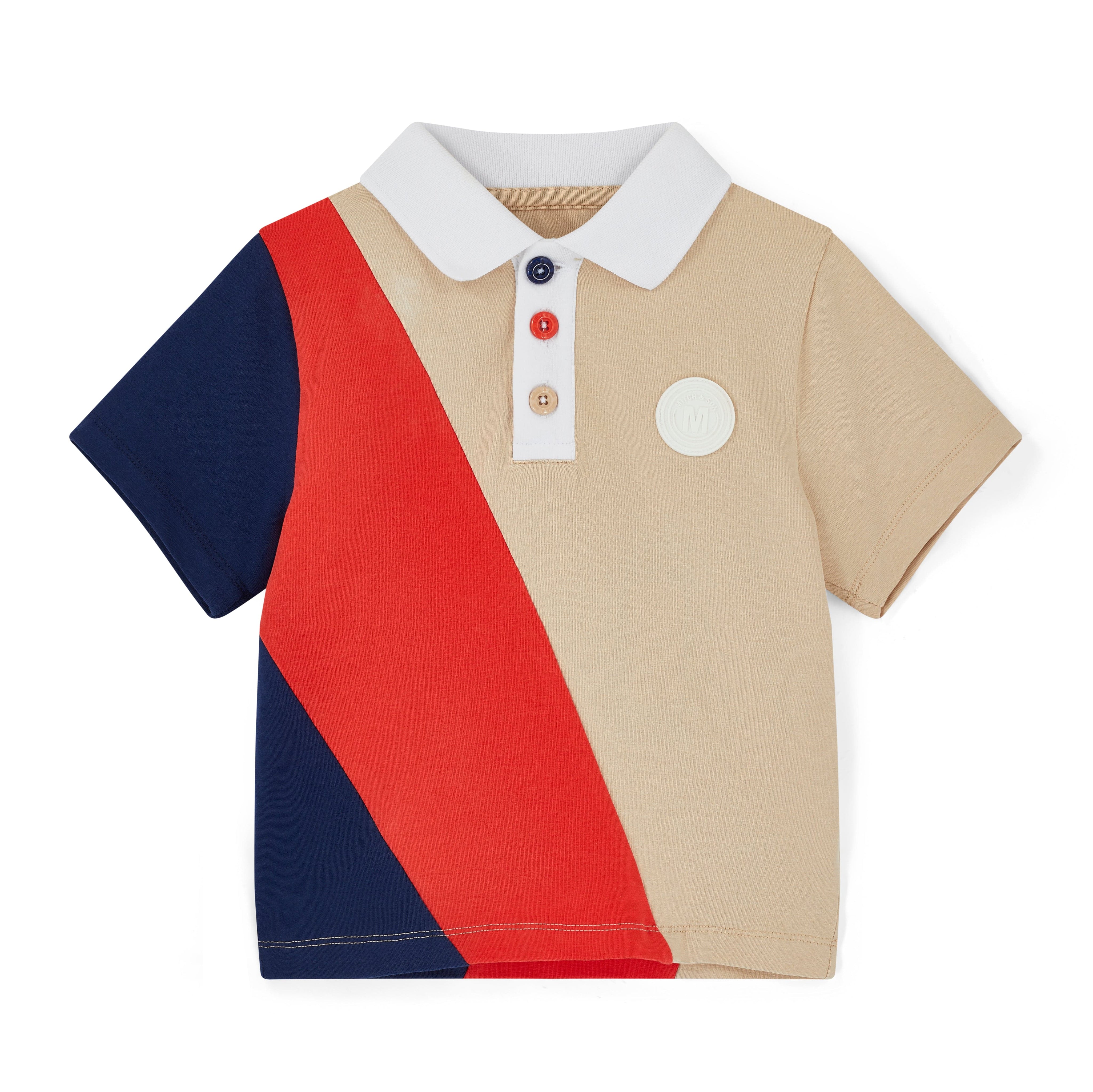 MITCH & SON - Chic Chevron JNR Pierce Polo Set - Stone Beige