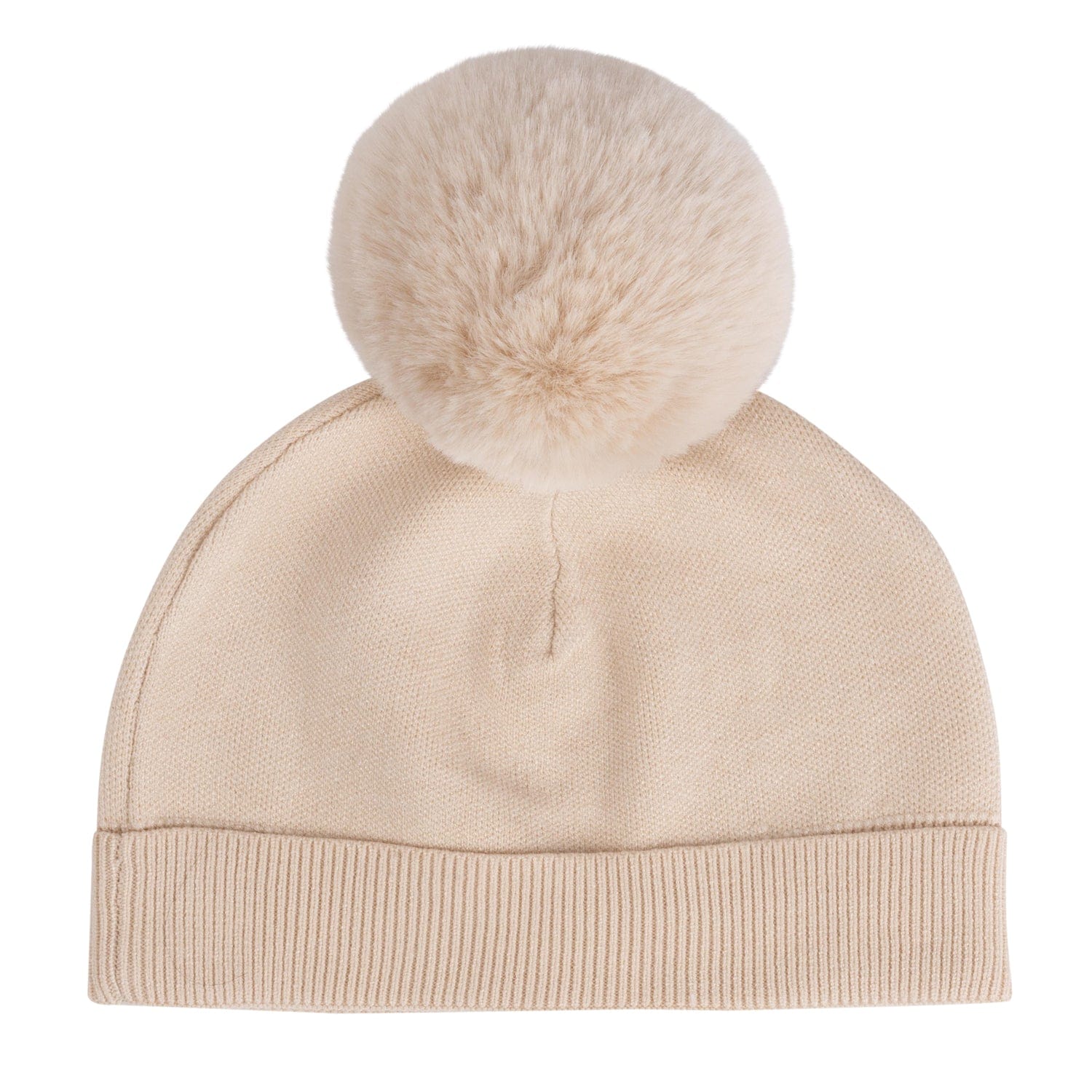 A DEE - Abstract Teddy Sabrina Knitted Pom Pom Teddy Hat - Beige