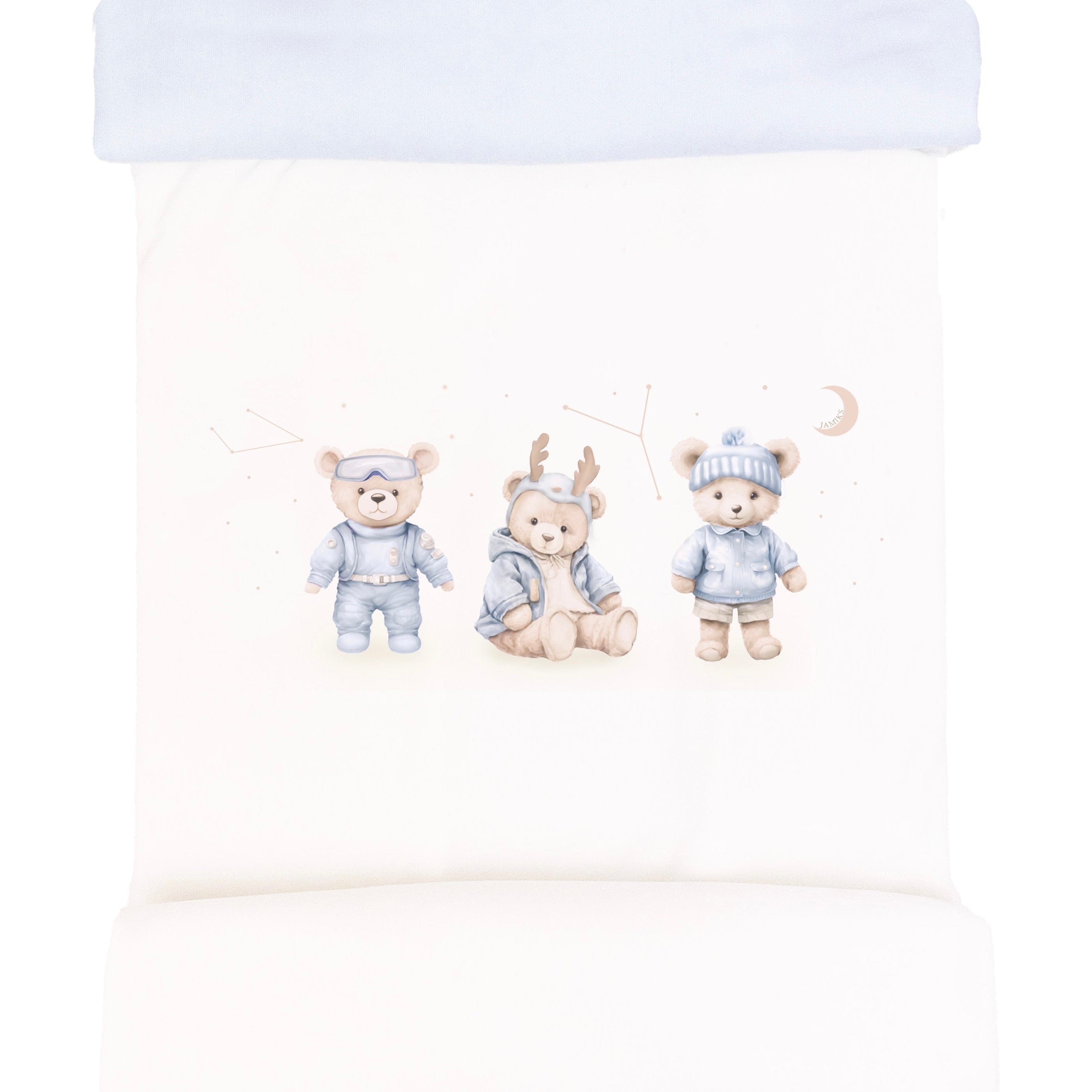 JAMIKS - Velour Bear Blanket- Blue