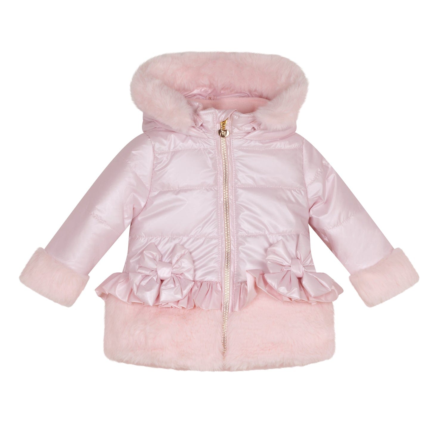 LITTLE A - Bear Hugs Honey Faux Fur Padded Jacket - Baby Pink