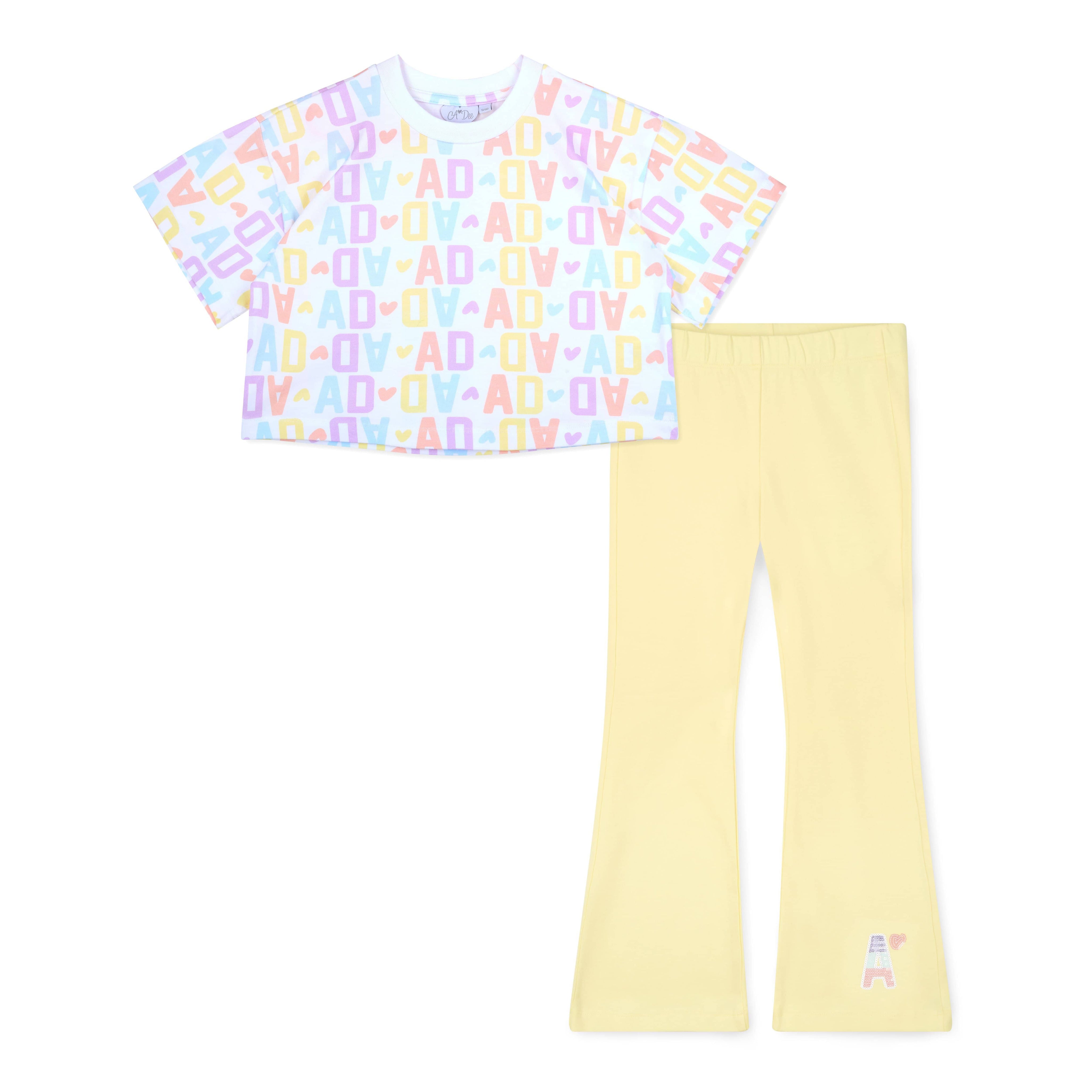 A DEE - Samantha Signature Summer Inital Print Flare Set - White