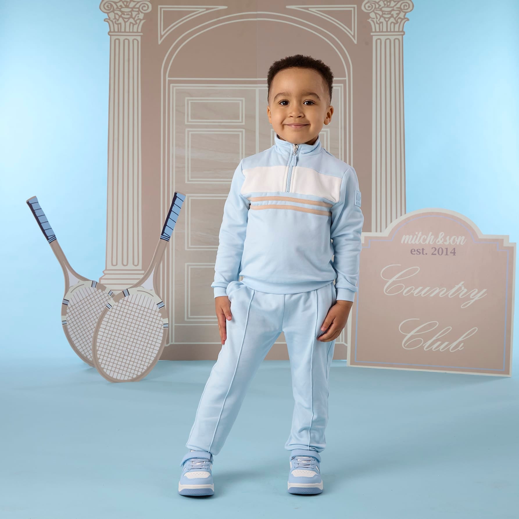 MITCH & SON - Classic Collection Samson - Quarter Zip Tracksuit - Sky Blue